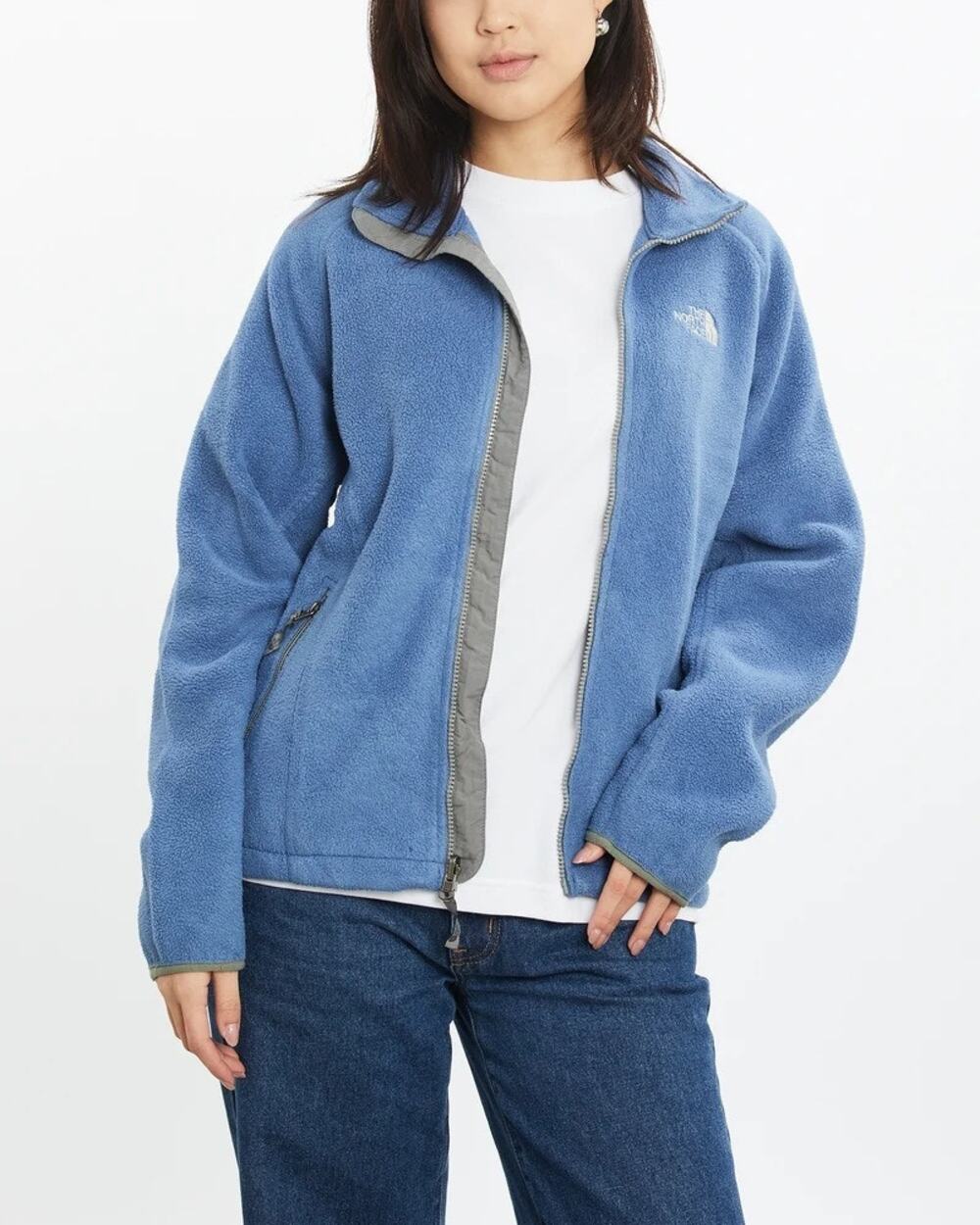 The North Face Womens Medium Blue Full Zip Fleece Jacket Winter Gorpcore HR13-18